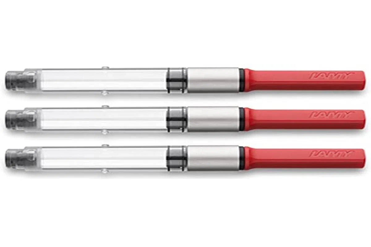 Lamy Convertidor Z28 en rojo (3 pzs) para plumas estilográficas abc, safari, joy, AL-star, Lx, nexx - para usar con botellas de tinta - sustituto de los cartuchos de tinta