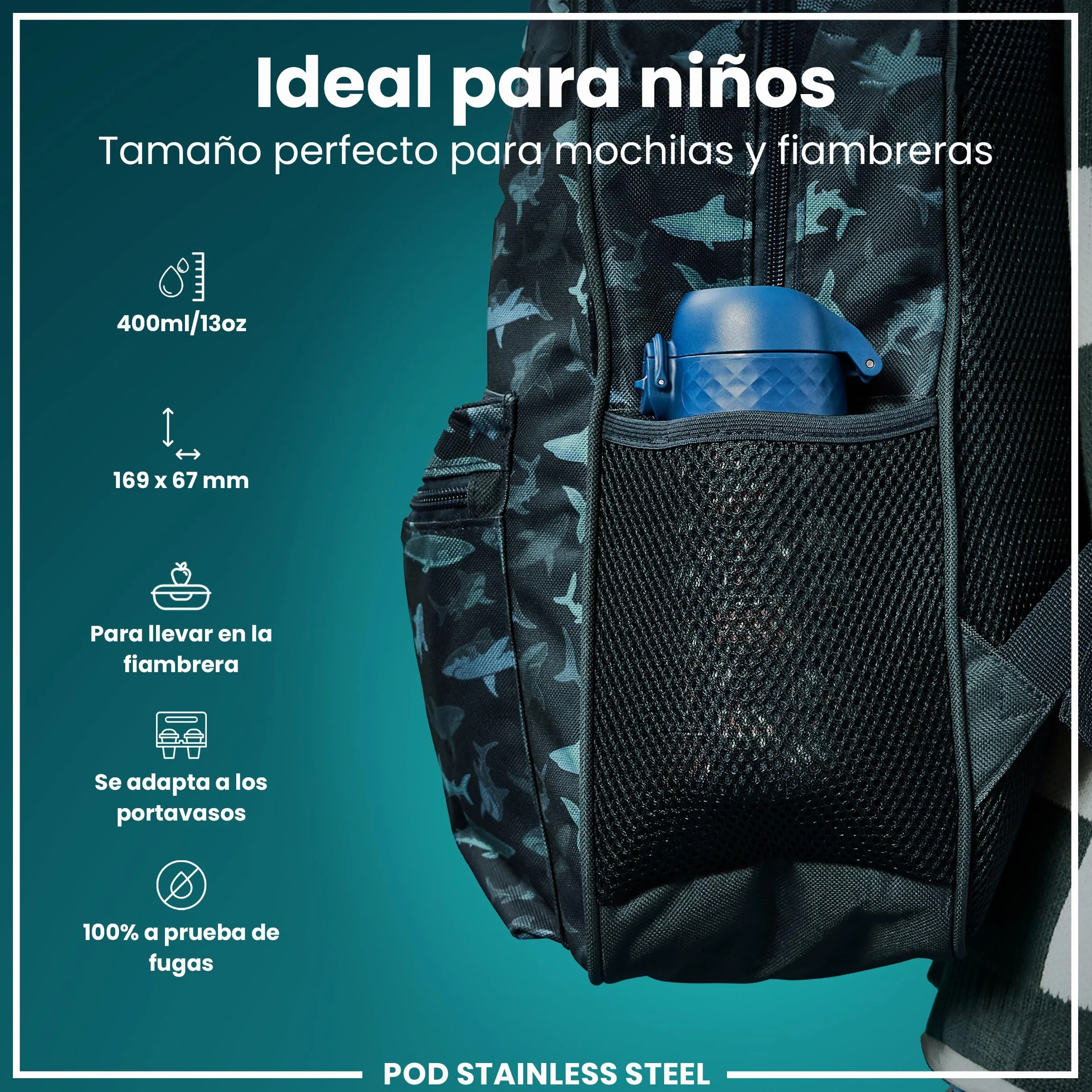 ion8 Botella de Agua, a Prueba de Fugas, Apta para Lavavajillas, Libre de BPA, Tapa Abatible