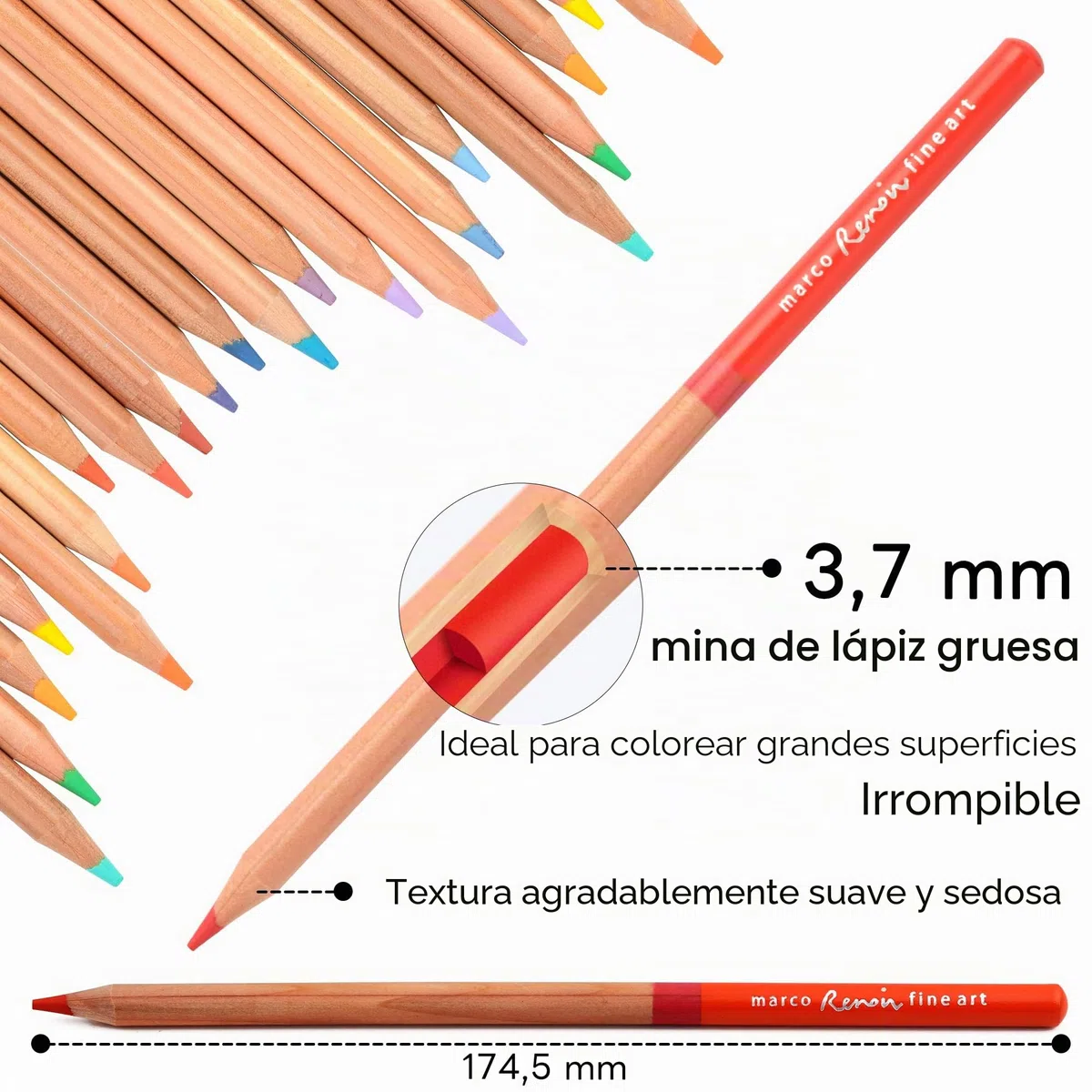 Marco Serie 3120 36 Colores Lápices de Colores de Alta Calidad Solubles en Agua con Pincel, en Caja de Hierro - Ideal para Estudiantes de Arte y Profesionales