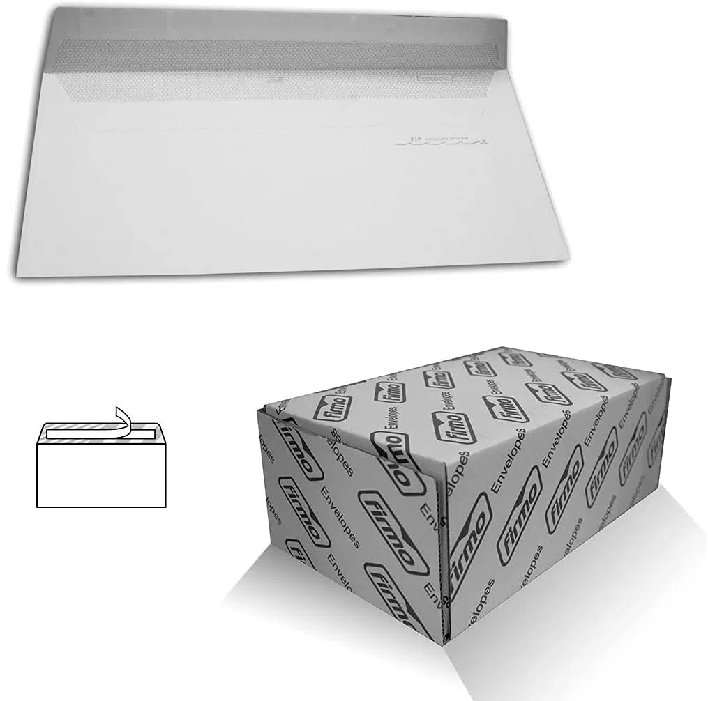 Caja 500 Sobres Americano 115 x 225 mm Offset Blanco con Tira de Silicona SIN ventana FIRMO