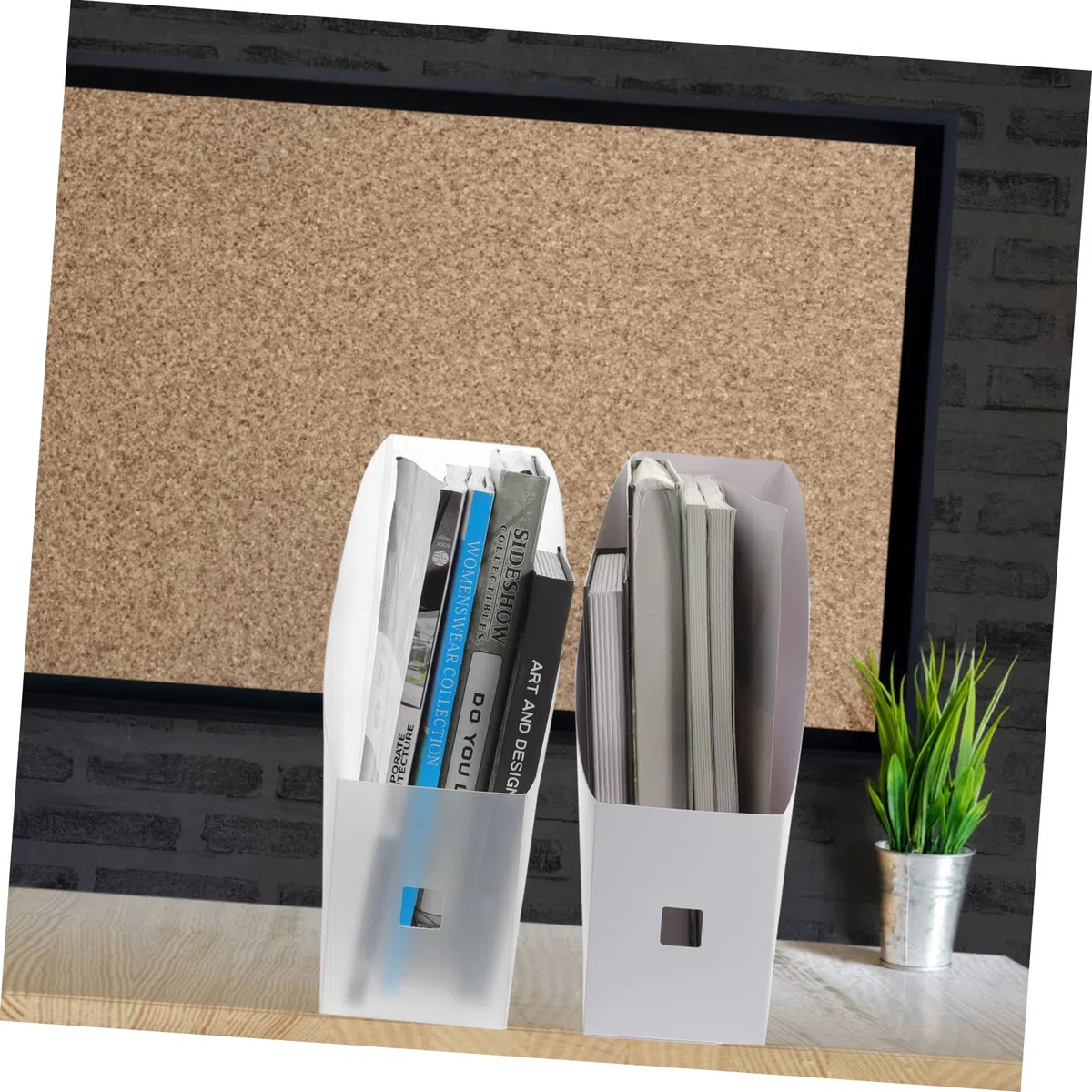 OSALADI 2Piezas Organizador de Estantes de Almacenamiento para Revistas y Carpetas Rack Escritorio para Oficina Caja Almacenamiento Archivos Diseño Color Lechoso