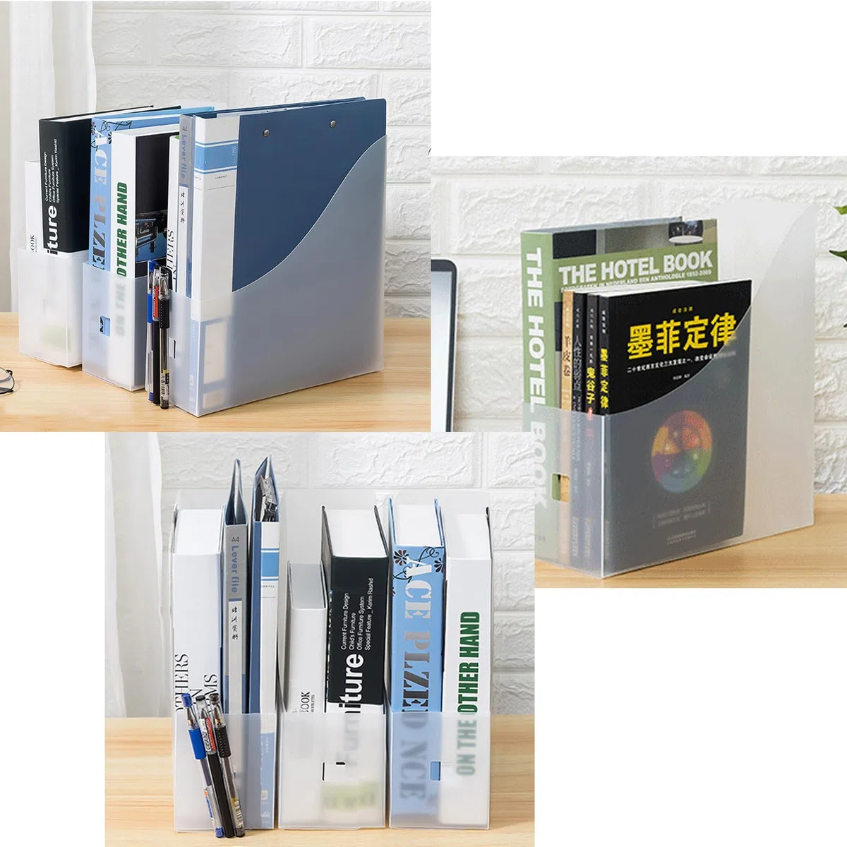 5 Piezas Revistero Archivadores de Plástico, Titular de Archivos de Revistas, Archivador de Plástico Blanco, para Escritorio, Archivo y Almacenamiento (Transparente)