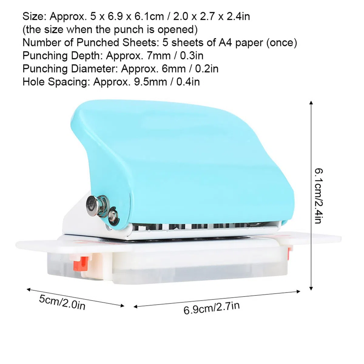 Perforadora ajustable Máquinas perforadoras de papel A4 Máquinas perforadoras de hasta 6 agujeros para uso diario en la oficina o el hogar Verde
