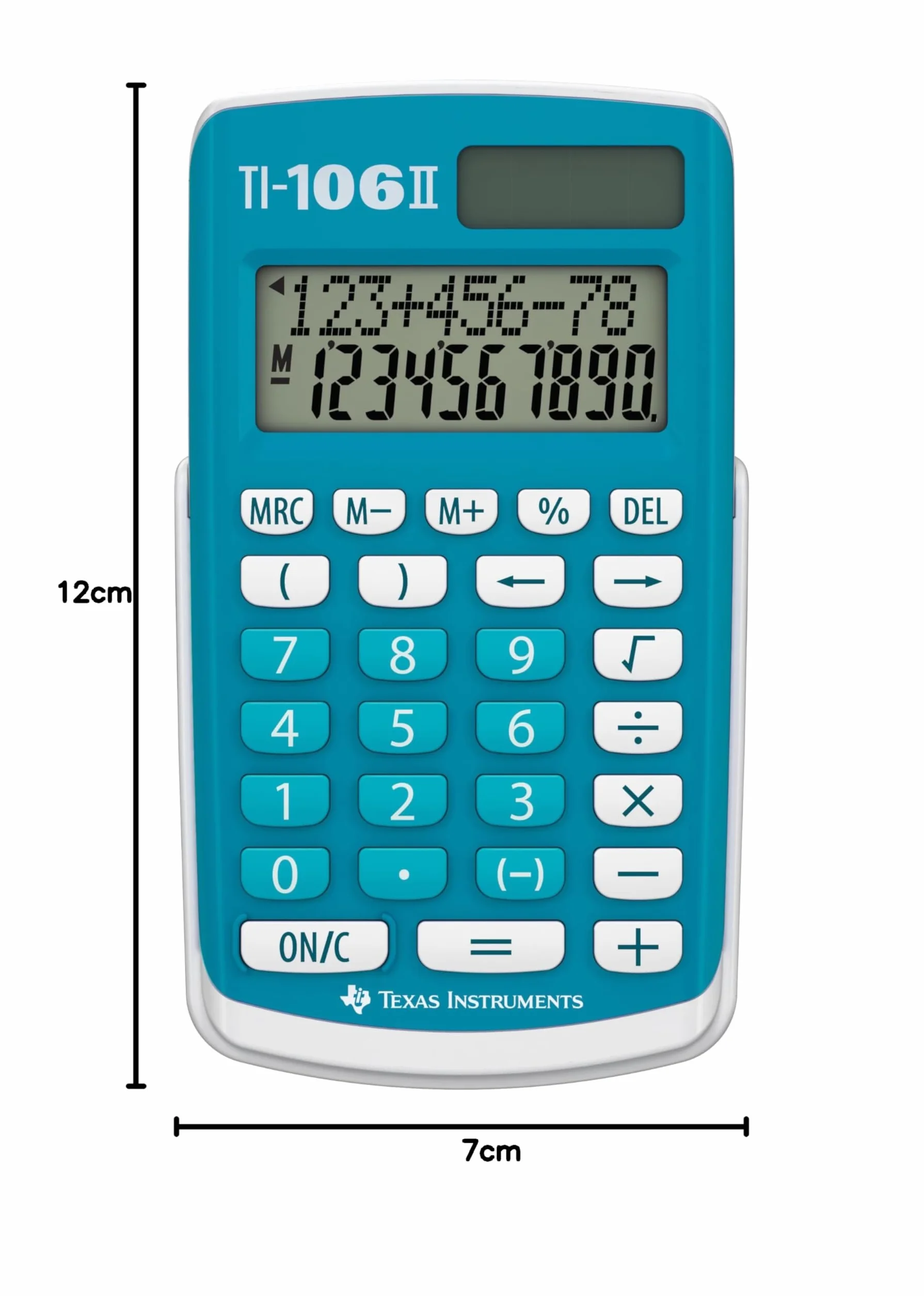 Texas Instruments TI-106 II - Calculadora científica Solar, Una calculadora de Bolsillo Duradera y fácil de Usar con Cuatro Operaciones aritméticas básicas, EN/GR/DU/FR