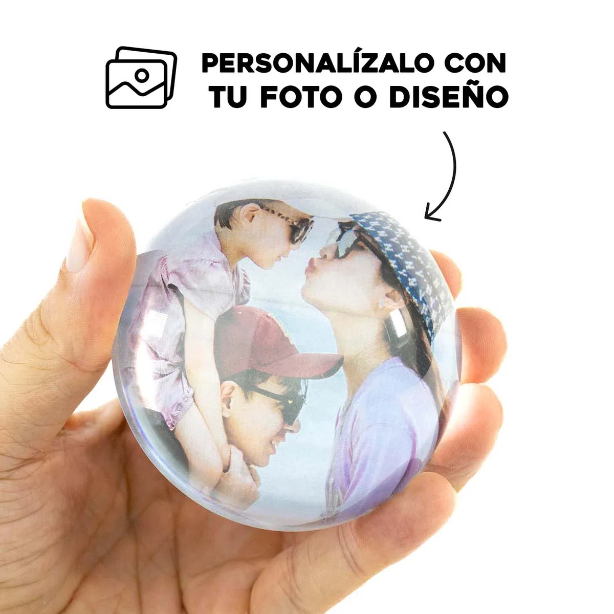 PROMO-SHOP Pisapapeles Ovalado Personalizado con la Foto que prefieras · Pisapapeles Decorativo de cristal con base plana aterciopelada · Incluye estuche de Regalo