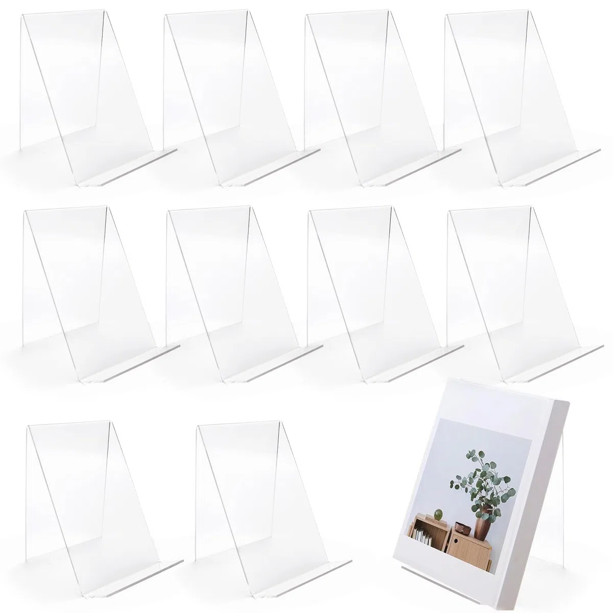 10 Piezas Sujetalibros de Acrílico Transparente,Sujeta Libros Estanteria,Organizador Libros Adecuado para La Escritorio, Dormitorio Oficina, Escuela, Biblioteca