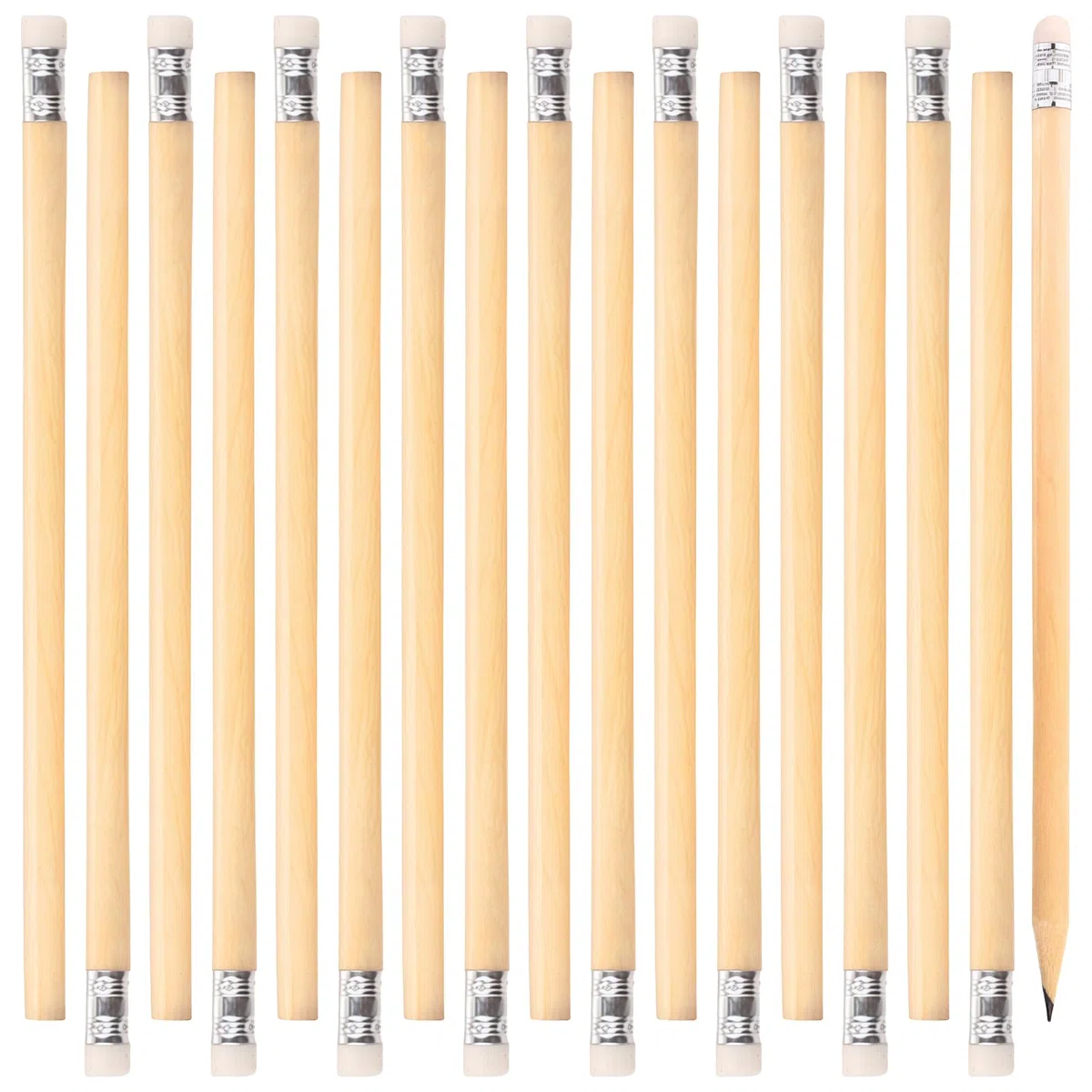 Lápices HB 150 unidades de lápices de madera con goma de borrar, 18,8 cm x 0,7 cm, madera natural, juego de lápices HB para niños, estudiantes, oficina, material escolar