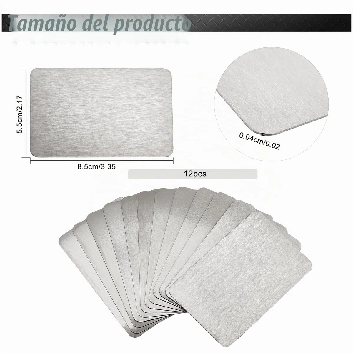 NBEADS 12 tarjetas de visita de metal, 8.5x5.5cm 0.4mm de grosor de acero inoxidable en blanco Tarjeta de nombre Grabada con láser Tarjeta de visita para clientes de oficina en casa Tarjetas de regalo