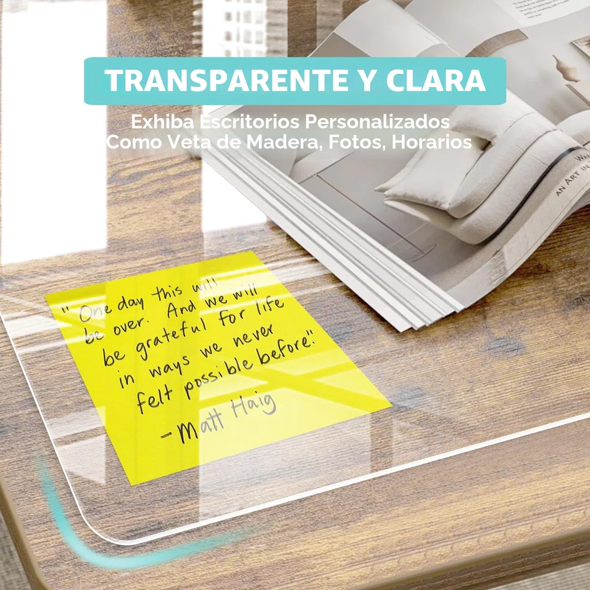 Alfombrilla de Escritorio Transparente, 80 x 40 cm Protector de Mesa Transparente, Tapete escritorio PVC Antideslizante e Impermeable, Protector Escritorio Transparente para Oficina/Hogar