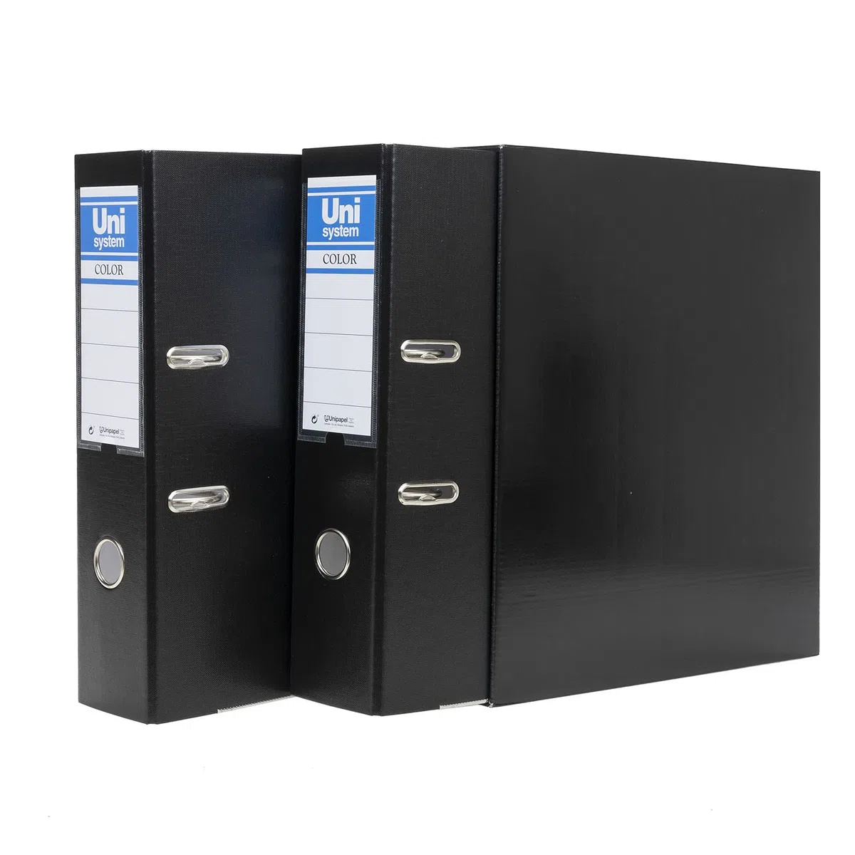 Unisystem 92329. Módulo de 2 Archivadores de Palanca 65mm, Color Negro, Formato A4