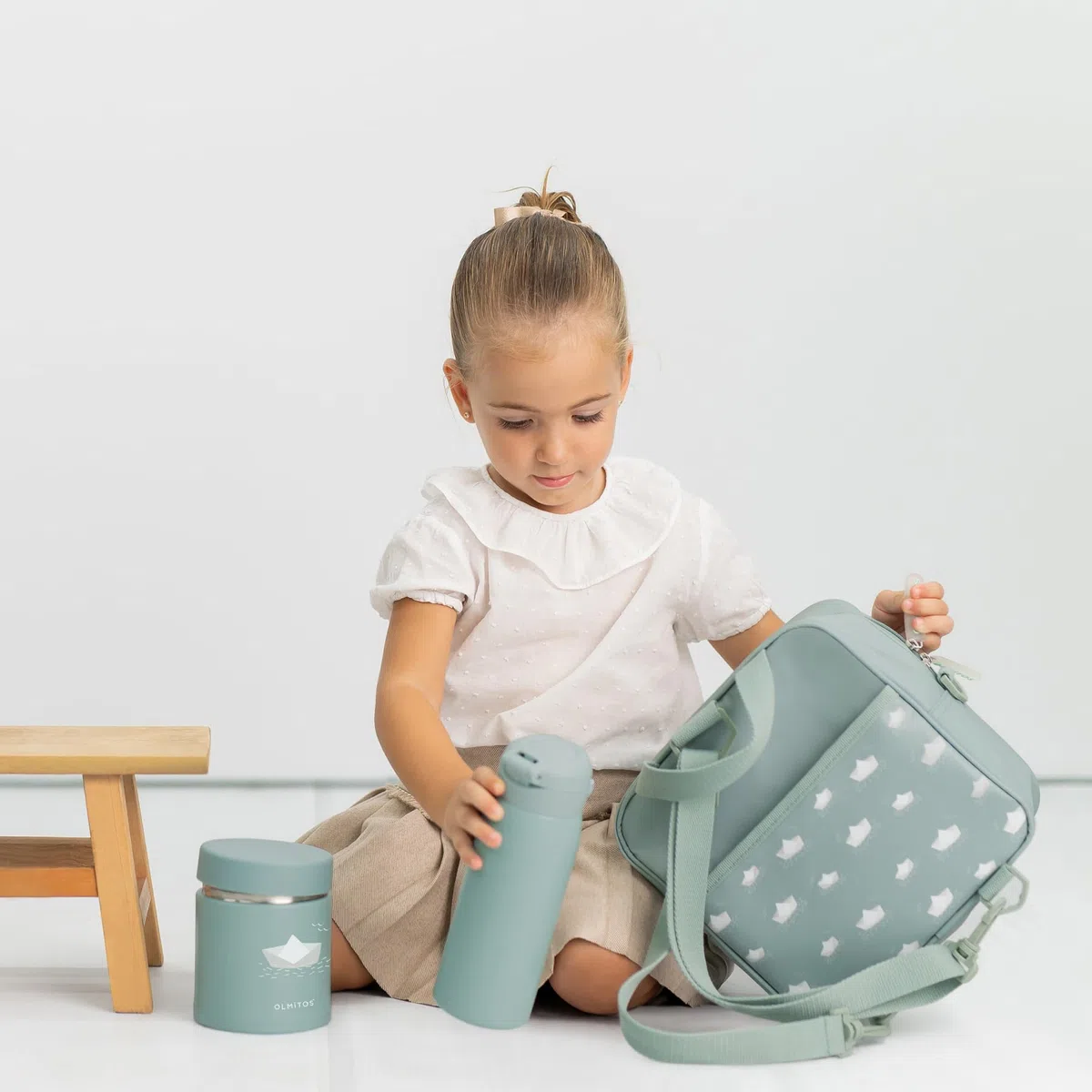 Olmitos - Mochila Infantil Isotérmica MERIENBAG – Bolsa Térmica Aislante para Comida y Termo de Bebé, Fácil Limpieza, Uso como Mochila o Bandolera, Ideal para guardería (Azul)
