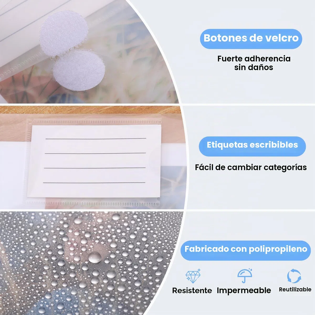 JIANTA Paquete de 24 carteras A4 transparentes, carpetas para documentos, carteras de plástico con cierre de velcro y bolsillo para etiquetas