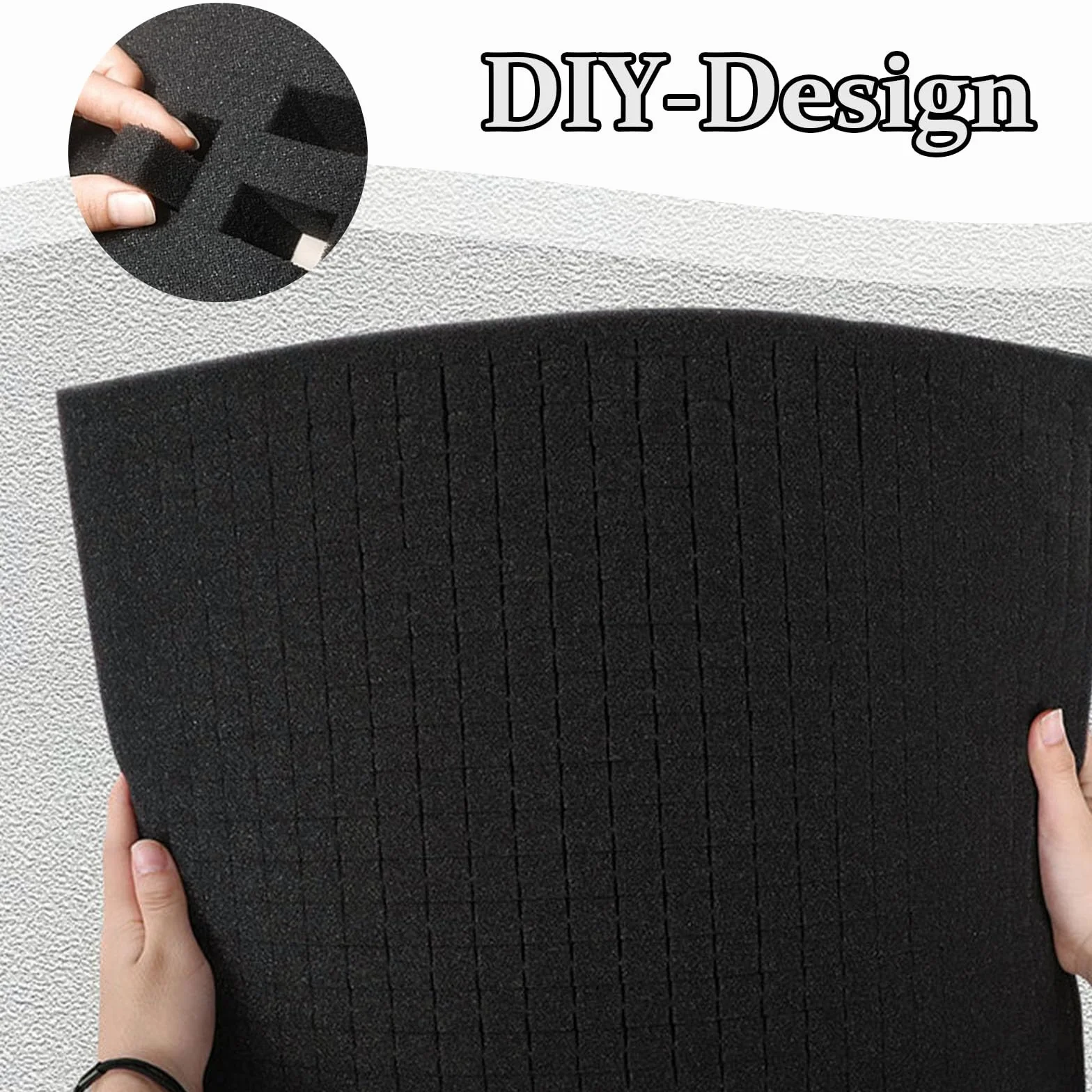Espuma para Herramientas, 4 Piezas 400 x 300 x 25 mm Espuma de Cuadrícula, Gomaespuma, Insertos de Espumas para Cajas, para Forrar Cajas de Modelos, Negro