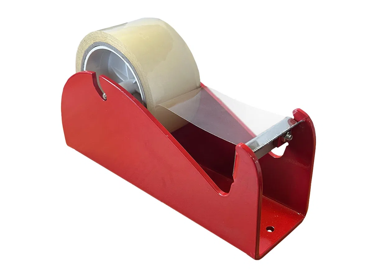 Dispensador de mesa rojo para cinta adhesiva de 50 mm