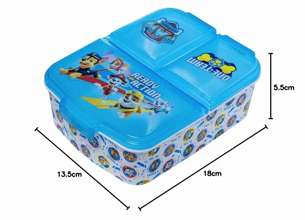 Paw Patrol - La Patrulla Canina caja de almuerzo fiambrera caja de comida para niños con 3 compartimentos separados