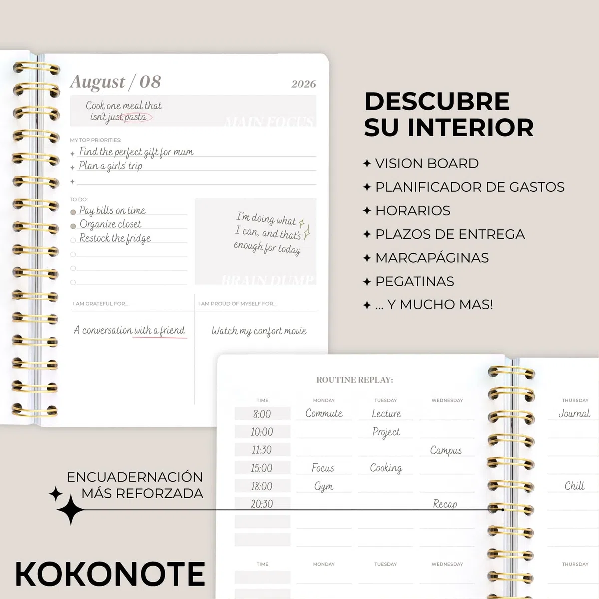 Kokonote Agenda 2026 2027 Semana Vista A5 Seasonal Flowers - Agenda Escolar Universitaria, Oposiciones o Insituto para mujer | Págs. Alto Gramaje | Con Pegatinas, Planificador Mensual, de Gastos…