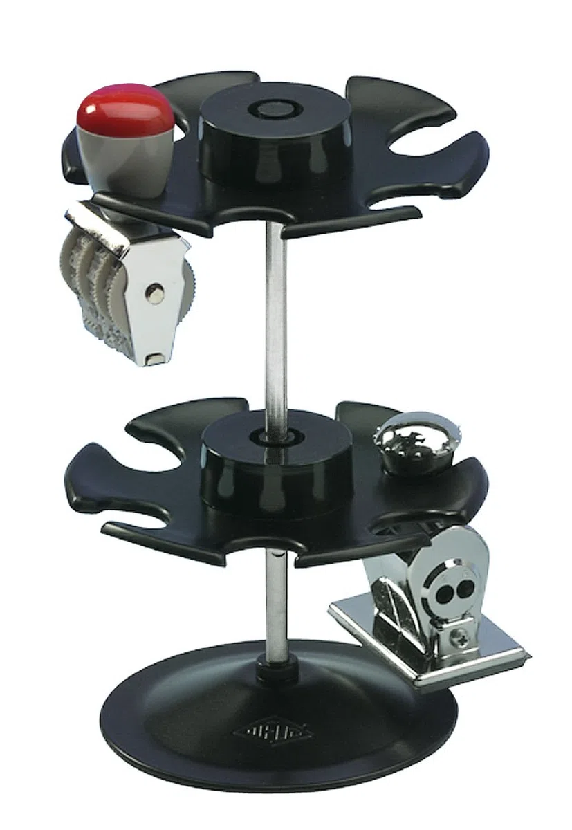 Wedo 0641201 - Soporte para 12 sellos, redondo en 2 niveles, negro