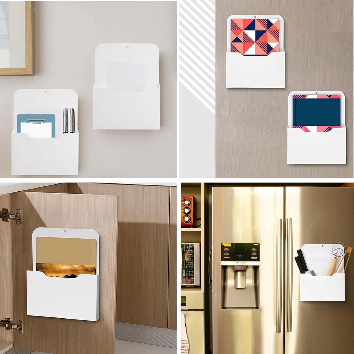 Archivador Magnético, 2 Piezas Portabolígrafos Magnético, Archivador con Clip, Soporte para Rotuladores de Nevera, Portabolígrafos de Pizarra Blanca, para Oficina, Cocina, Blanco