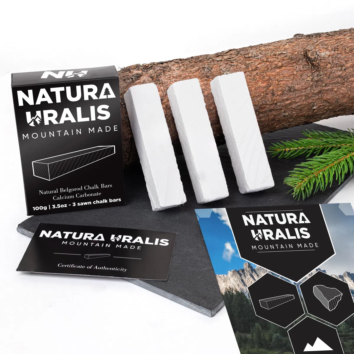 Natura Uralis Premium Tizas Serradas de Belgorod | 100g de Barras de Tiza Blanca - Crujido Increíble, Textura Terrosa, Aterciopelada y Firme, Sensación ASMR