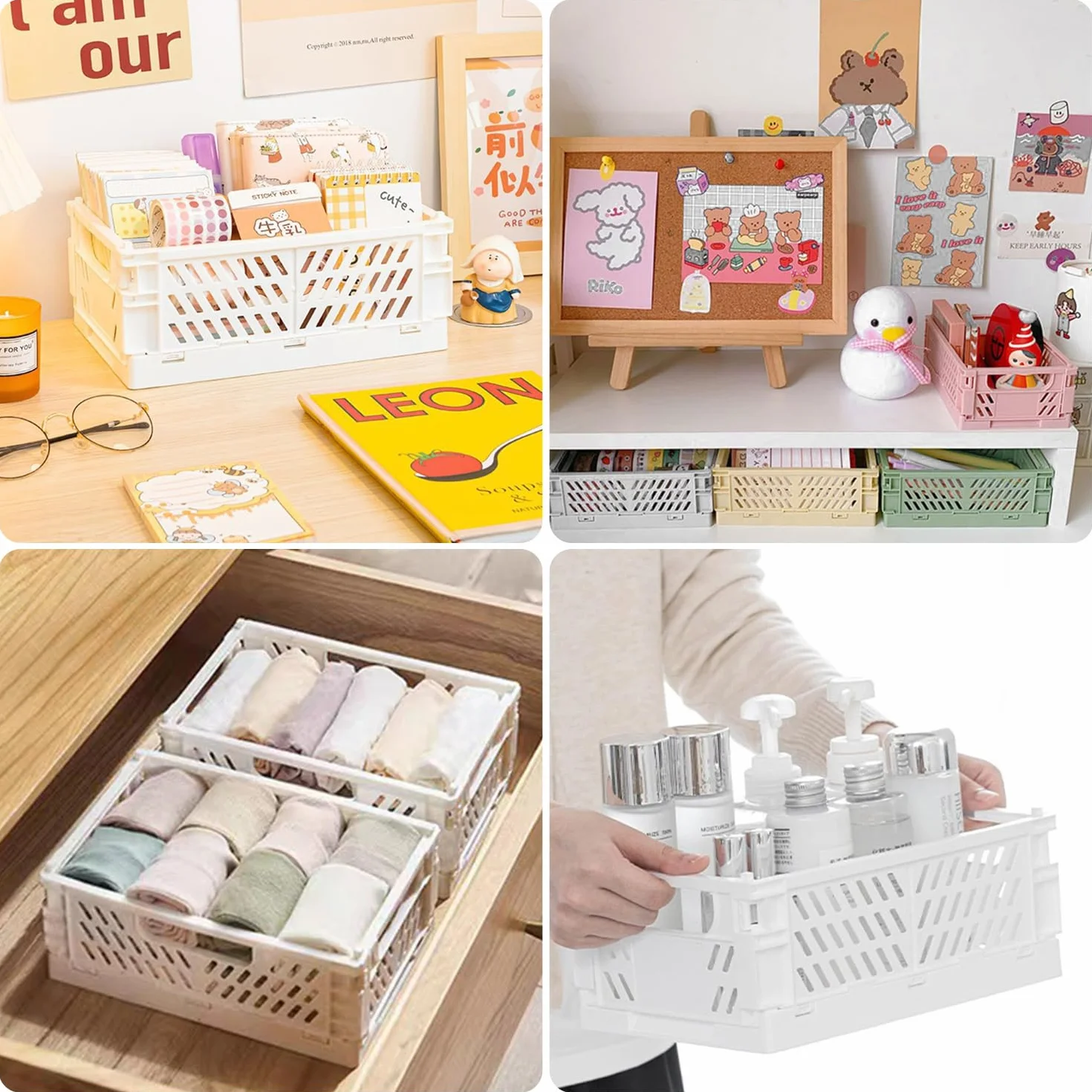 5 PCS Cajas Almacenaje Plastico Plegable, Cajas Plegables Plastico 20x15x9cm, Mini Cestas Plegables 15x10x5,7cm, Portátiles Cajas Plegables Camping, Caja Plegable Colores