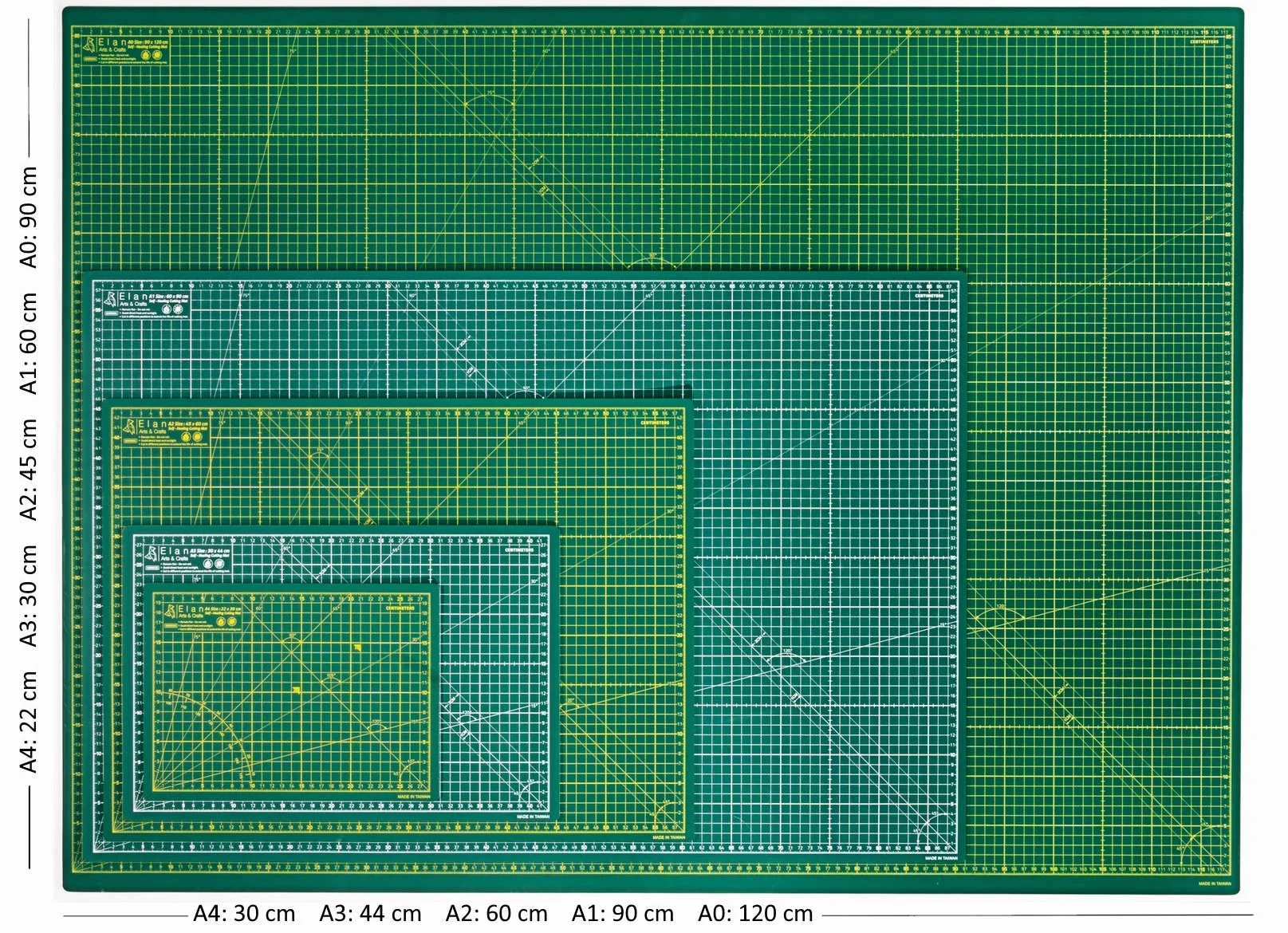 Elan Base de Corte A2 Autocicatrizante Verde, Tabla de Corte 60x45 CM, Tabla Cortar Costura, Base de Corte A2, Protector Mesa Manualidades de 5 Capas