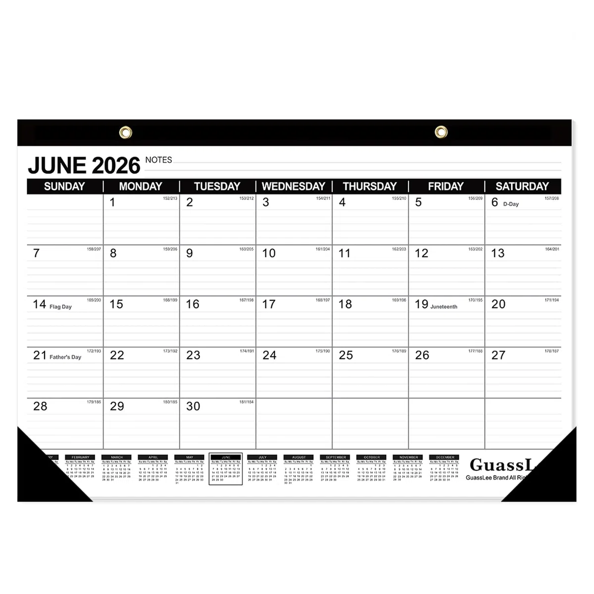 Calendario de escritorio 2023-2024: 18 páginas mensuales de 17 x 11-1/2 pulgadas, desde enero de 2023 hasta junio de 2024, calendario de escritorio con fecha juliana para oficina en casa y escuela