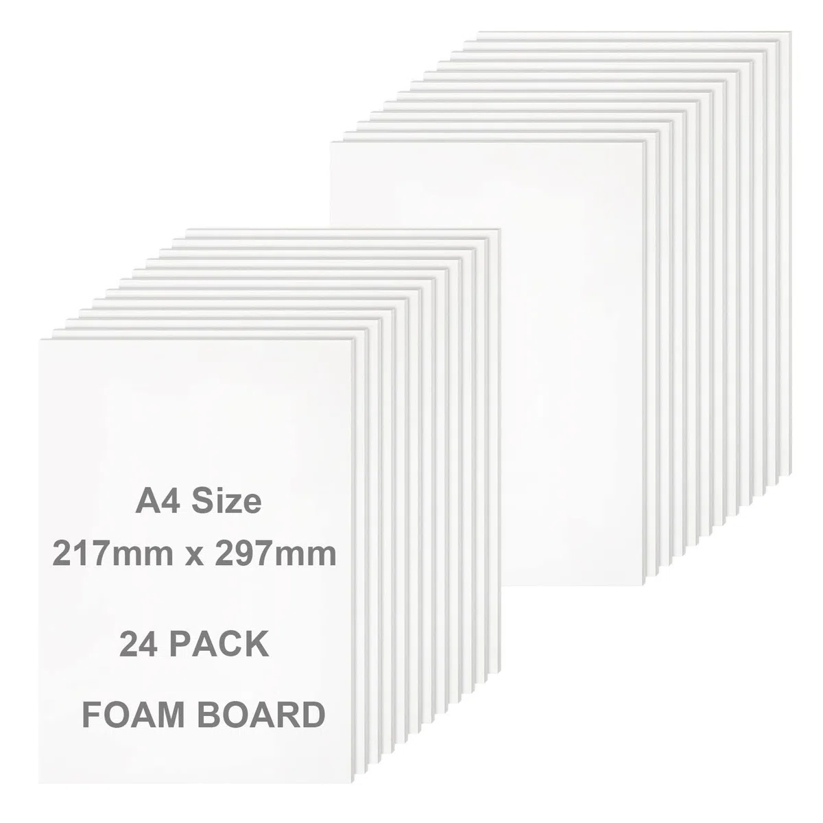 ASelected Pack de 24 Carton Pluma A4 Blanco 5 mm, Foam Board 210 x 297 mm, Tablero de Espuma Ligero para Manualidades, Maquetas, Presentaciones, Escuela y Oficina