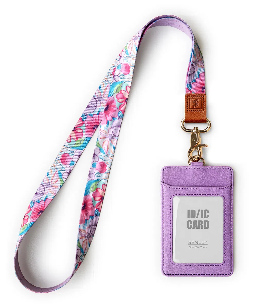 Colgante Tarjetas Identificativas Porta Credencial con Correa de Cordón para el Cuello, Portatarjeta Insignia Personales para ID, Llaves, oficina