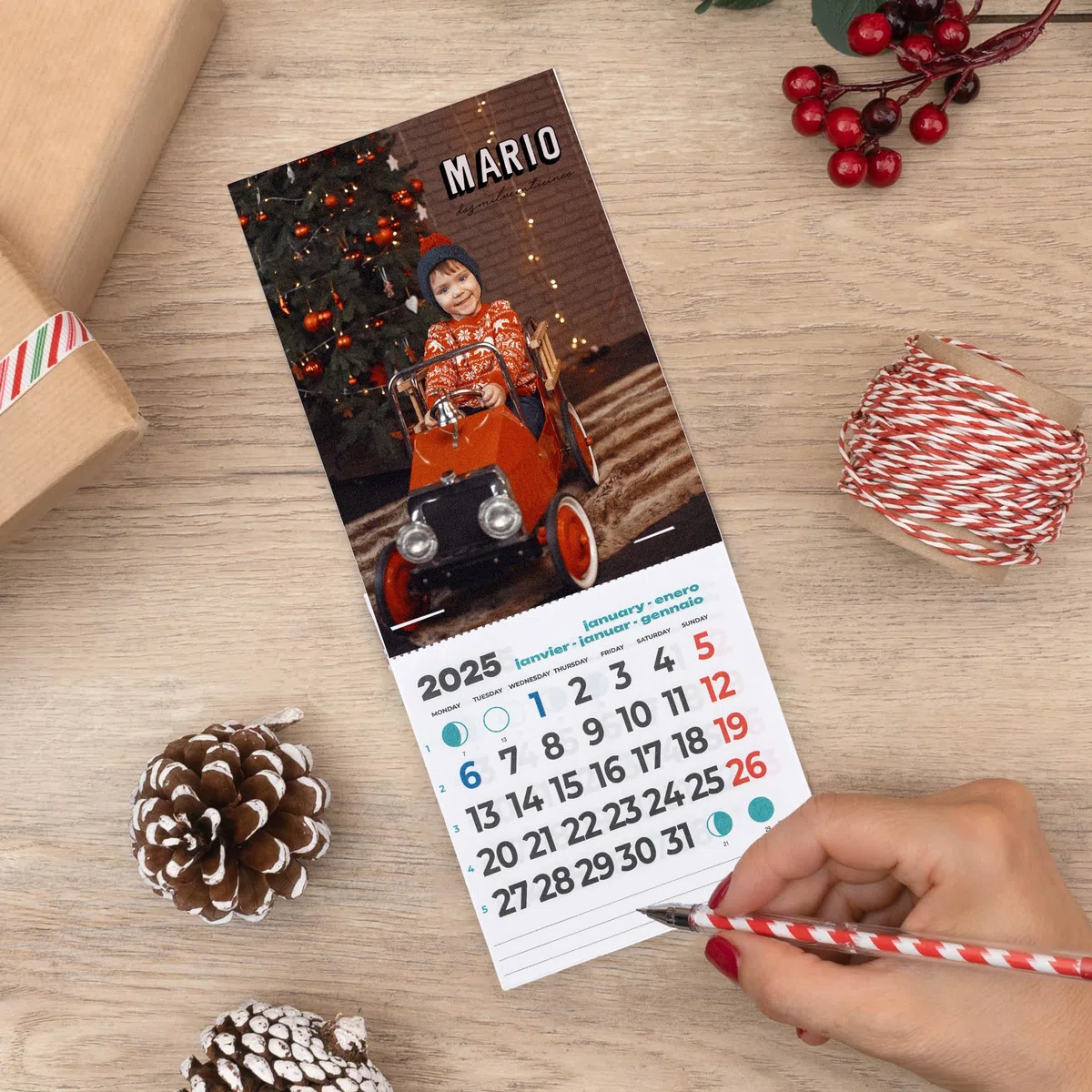 Wanapix | Calendario Nevera 2026 Personalizado | Calendario Magnetico con Fotos | Con Iman para Nevera | 10x27 cm | 100% Personalizado