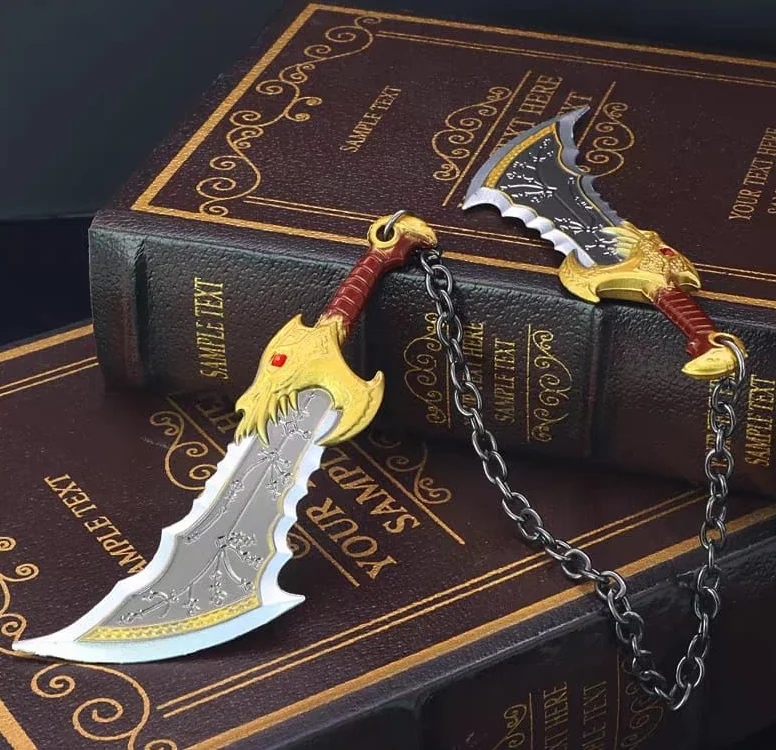 Abrecartas de las hojas del Kaos del guerrero de los dioses - Par de metal de 15 cm cada espada - Stand de exposición incluido