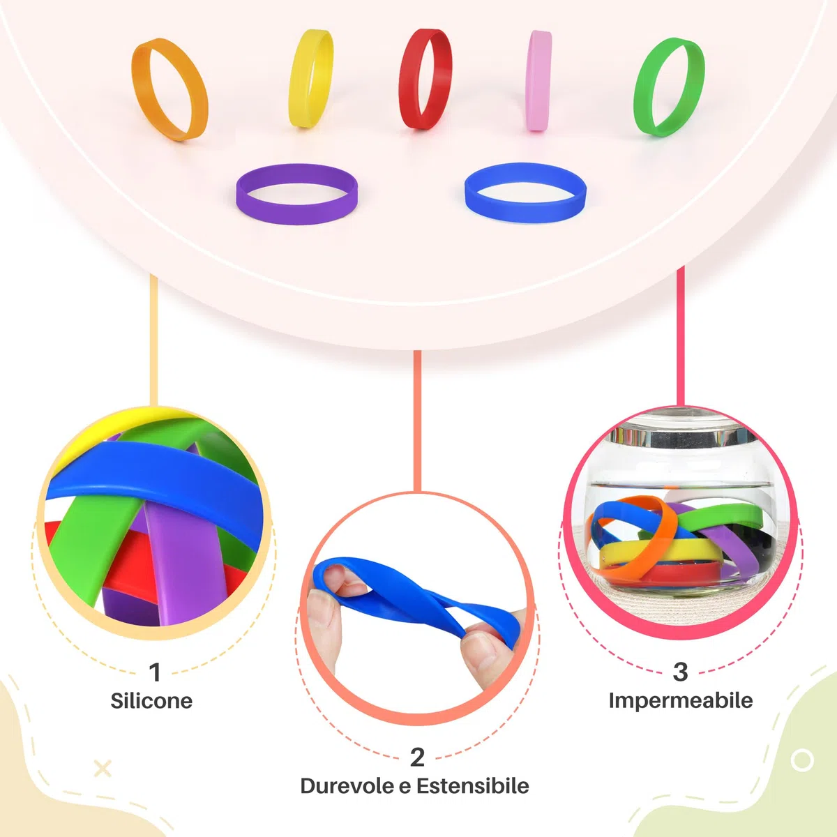 50 piezas Pulseras de Silicona Azul/Rojo/Blanco, 20.2 cm Pulseras Elásticas de Goma Reutilizables para Hombre y Mujere, Pulseras Coloridas para Fiestas, Eventos, Festivales de Música, Deportes