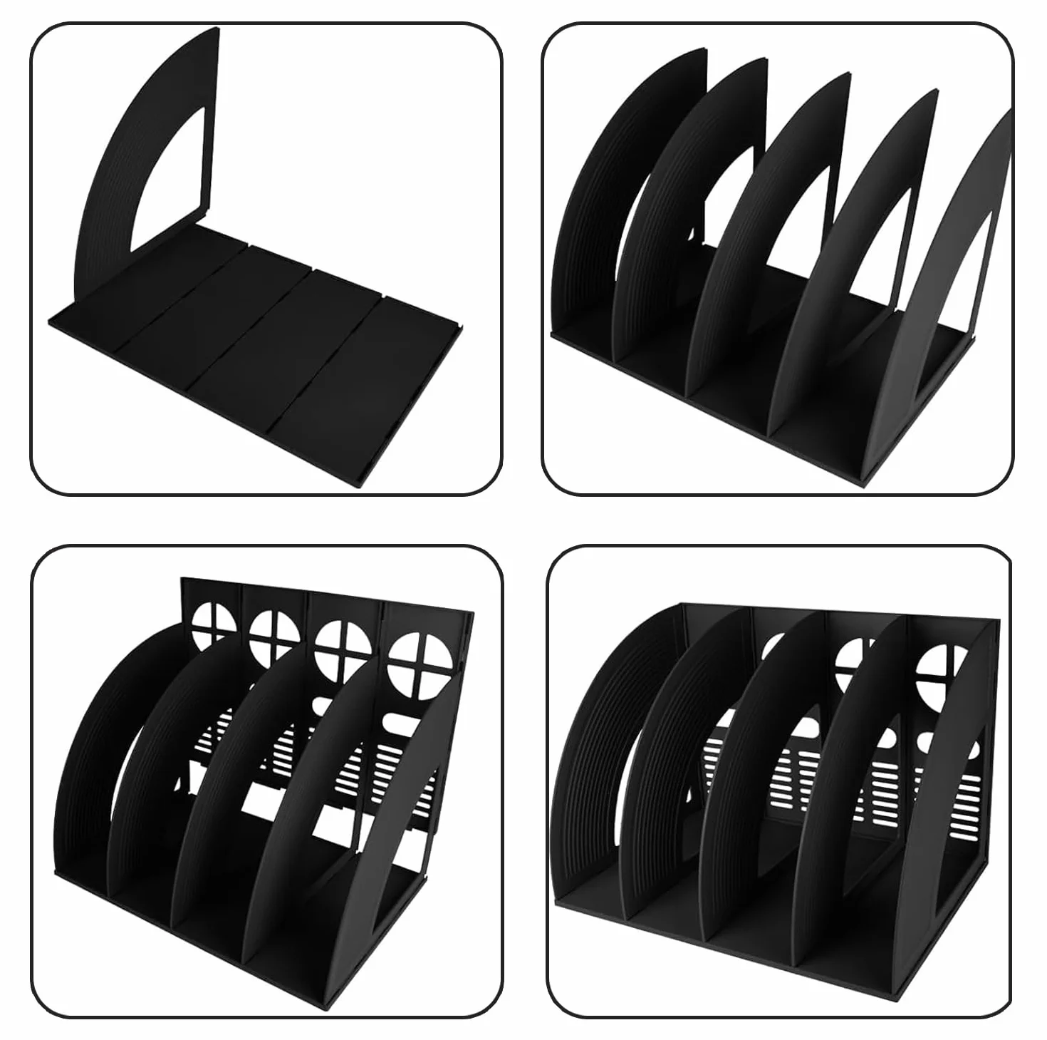 Revistero Archivador Plastico, Soporte de 4 Compartimentos para Revistas, Titulares Documento Pantalla Divisores Gabinete Rack de Almacenamiento Organizadora caja para Oficina Escuela