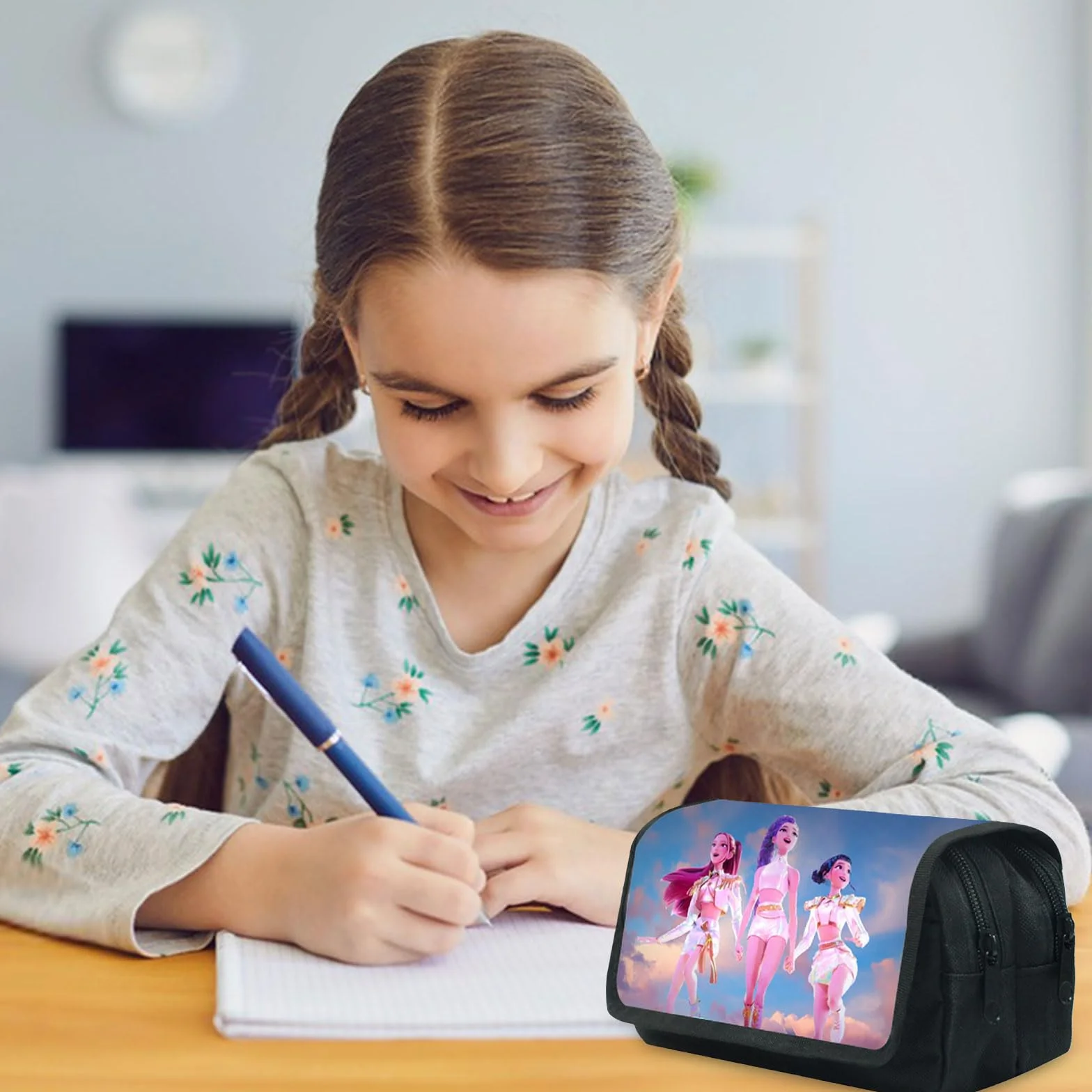 Estuche Escolar con Diseño de Dibujos Animados, Gran Capacidad, Doble Cremallera, para Niños, Estudiantes y Oficina