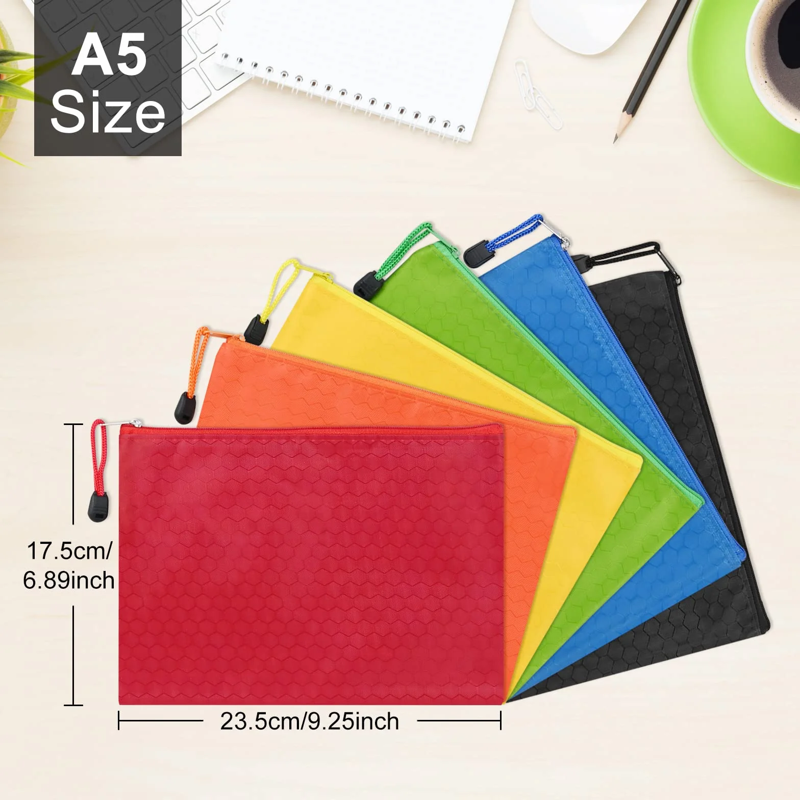 12 Piezas Bolsas de Documentos A5, Carpetas de Archivo de Cremallera A5, Bolsa de Archivo de Cremallera, Bolsas de Archivos con Cremallera para Material de Oficina Productos Cosméticos