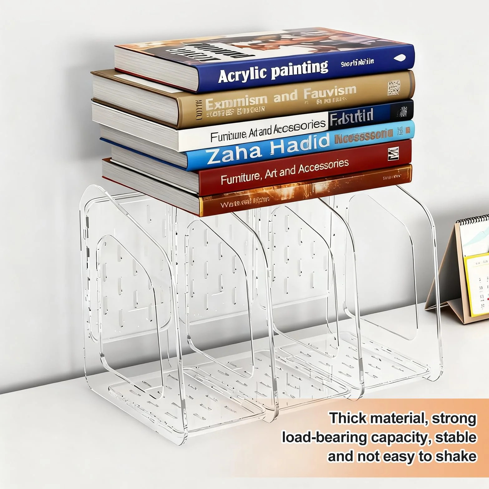 GOMETY Organizador de escritorio con 4 compartimentos extraíble grueso para oficina carpetas revistas libros CD