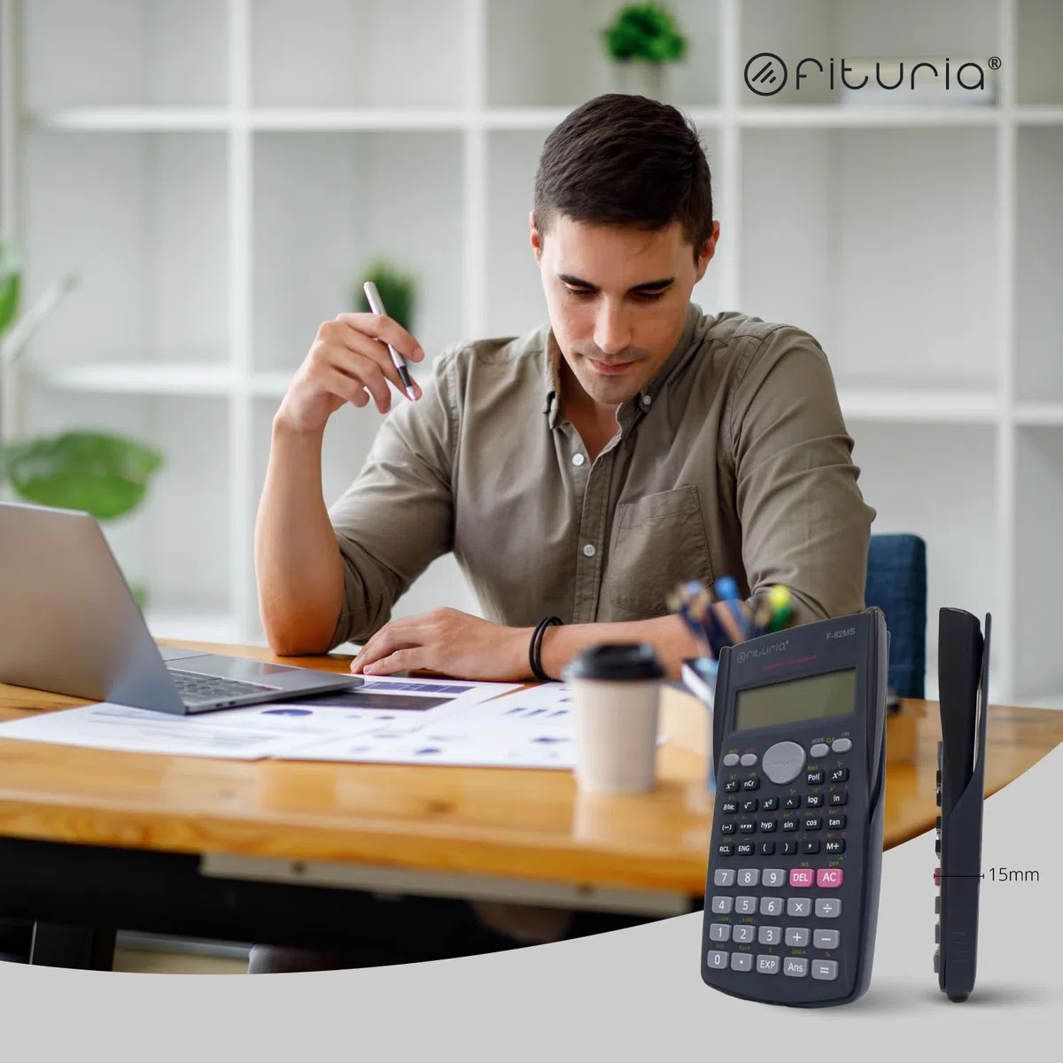 Calculadora científica, Calculadora Digital científica para Ingeniería, Escuela y Universidad, Pantalla 2 líneas, Compatible para Escuelas y Negocios - Ofituria (F-82MS)