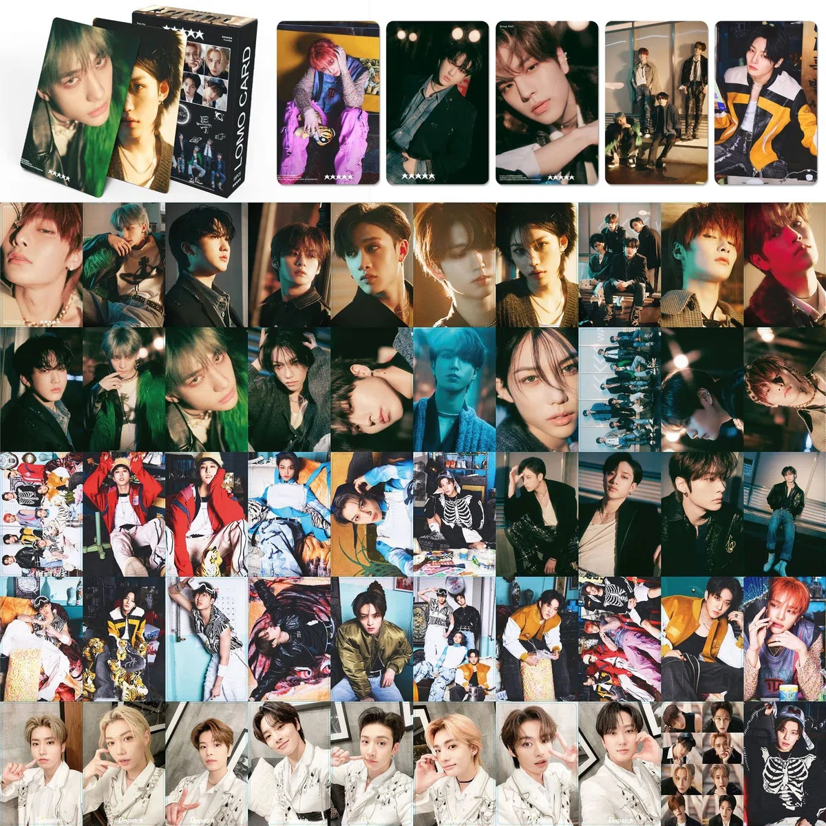 4 piezas/220 piezas de tarjetas fotográficas de Stray, SKZ con caja para tarjetas postales, merchandising de Kpop, regalos para STAY