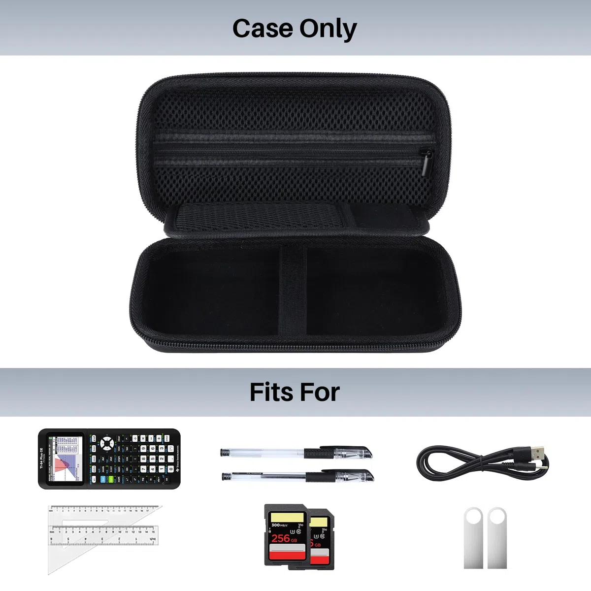 Dura Funda Protectora Compatible con Texas Instruments TI-84 EVO-T/TI-84 Plus/TI-84 Plus CE-T/TI-82/TI-Nspire CX II CAS/TI-89 Titanium/TI-83 Plus/TI-84 Plus CE calculadora gráfica (Negro)