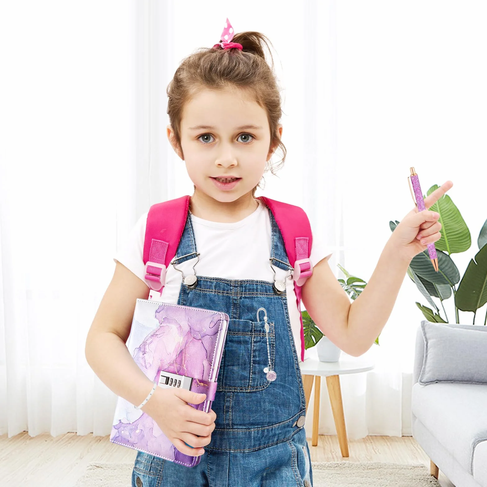 TNSLAND Juego de Papelería Morado, Agenda con Cierre Regalo de Entrada con Marcapáginas Caja de Papelería Bolígrafo Pulsera, Regalos para Niñas de 7 8 9 10 11 12 13 14 Años