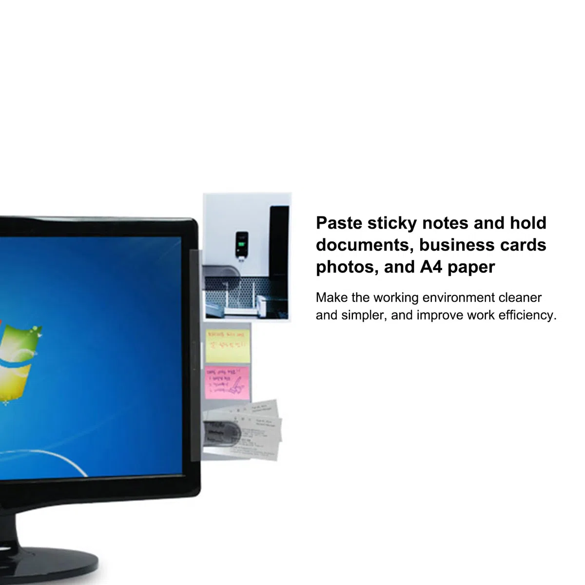 Clip para documentos, soporte de papel para documentos, soporte de clip para mensajes de documentos, monitor de mesa, fácil de instalar, placa de almacenamiento para fotos, papel A4, documentos, notas