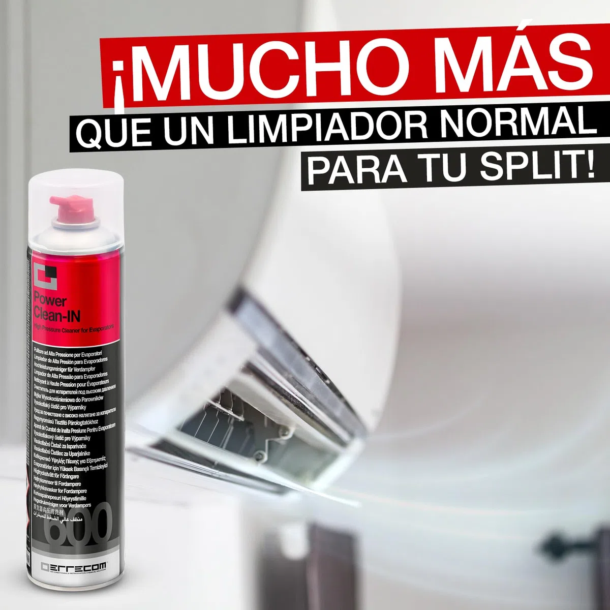 Errecom Power Clean - IN, Limpiador de Alta Presión para Aire Acondicionado, Bombona de 600mL