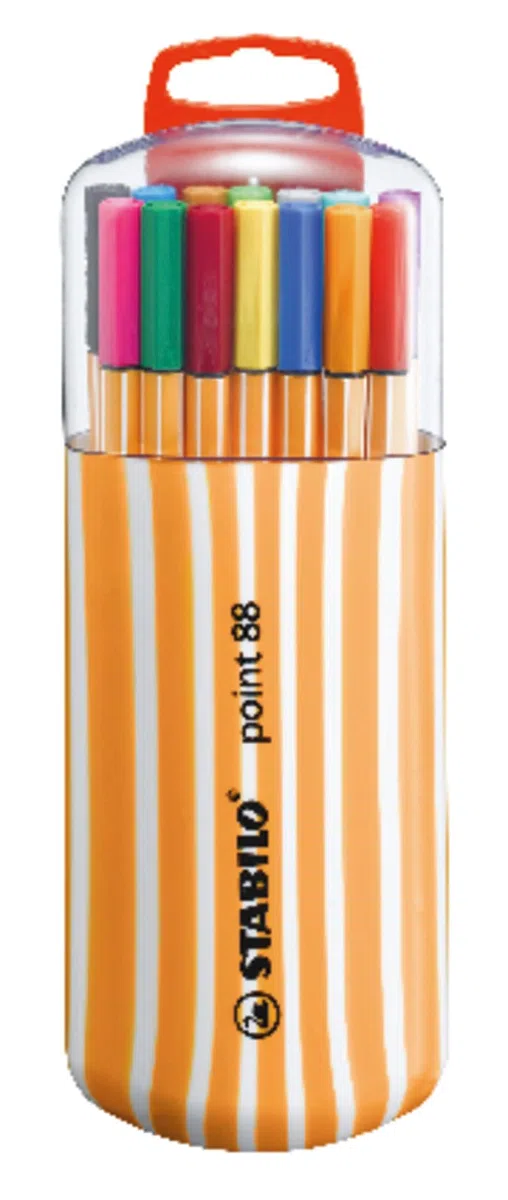 STABILO - Rotulador punta fina - point 88 - Estuche Zebrui de 20 - 20 colores - con gancho para colgar