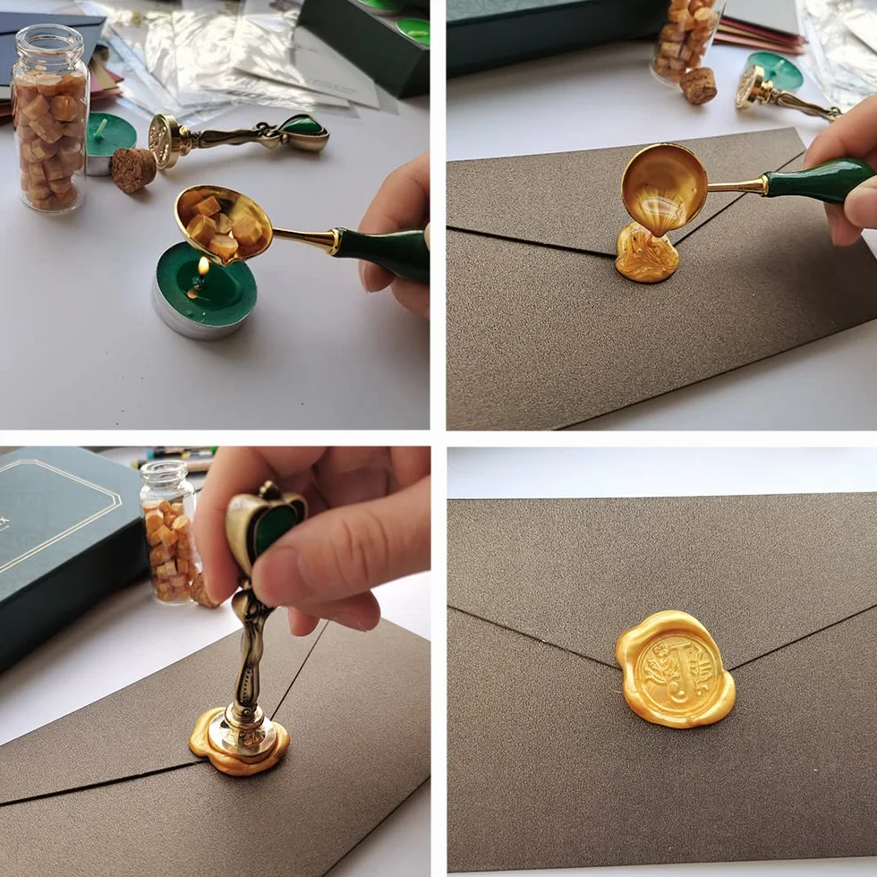 AMTOL Sello de Cera Set, Estilo Europeo Vintage Personalizado para Cartas, Tarjetas, Invitaciones (K)