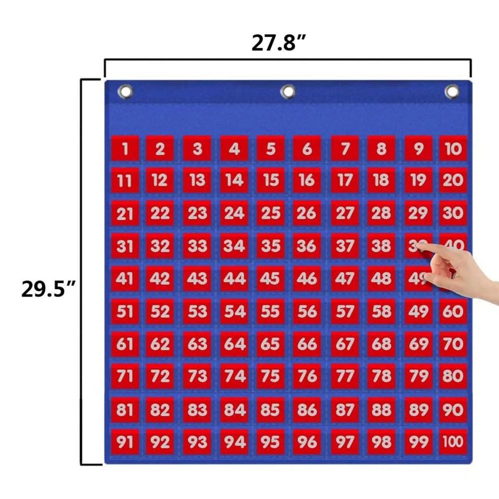 Tabla de Centenas de Bolsillo, Tabla de Números del 1 Al 100 para Clases de Profesores en el Aula o para Usar en Casa.