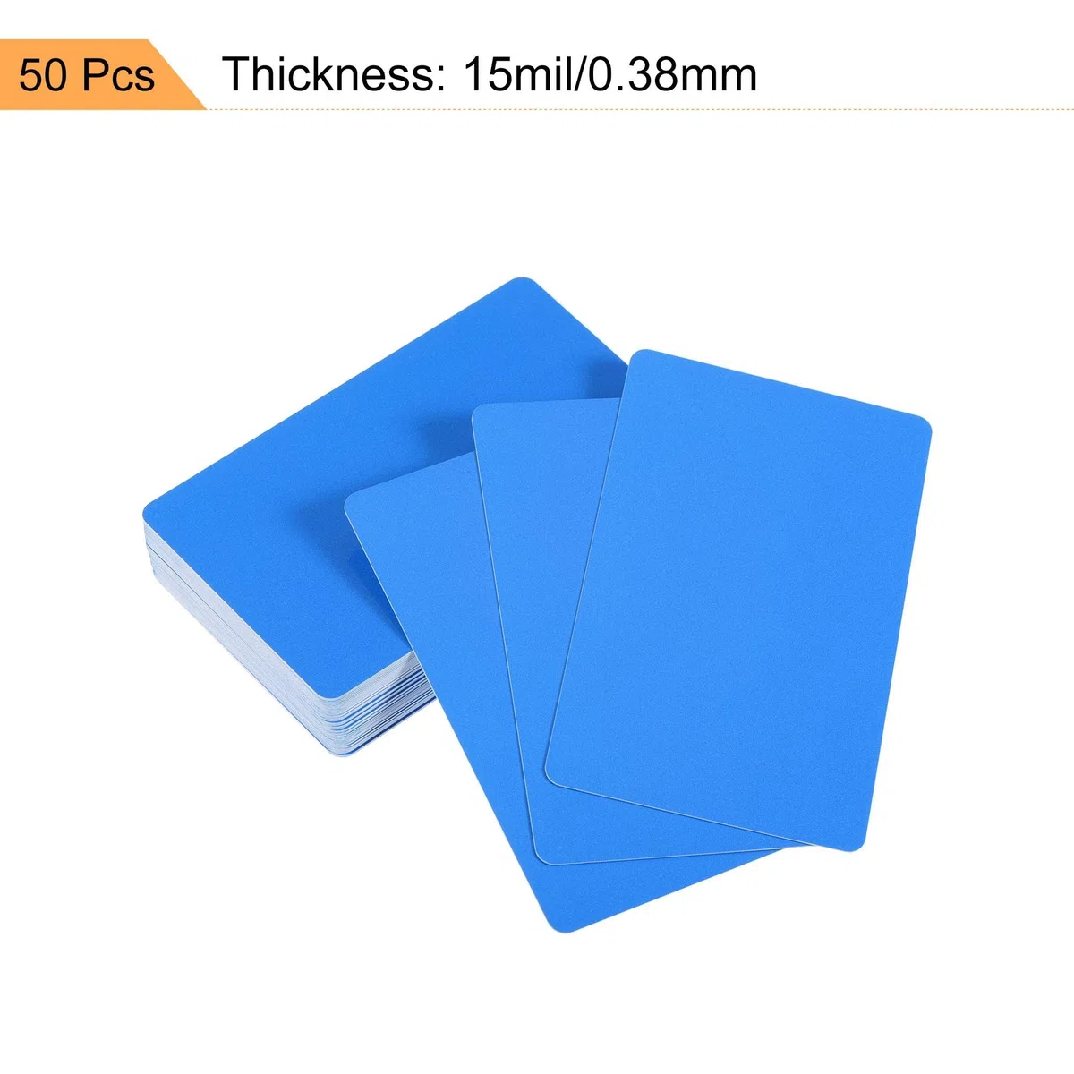 sourcing map En Blanco PVC Tarjetas 15mil para ID Impresora, Gráficos Azul Plástico Paquete de 50