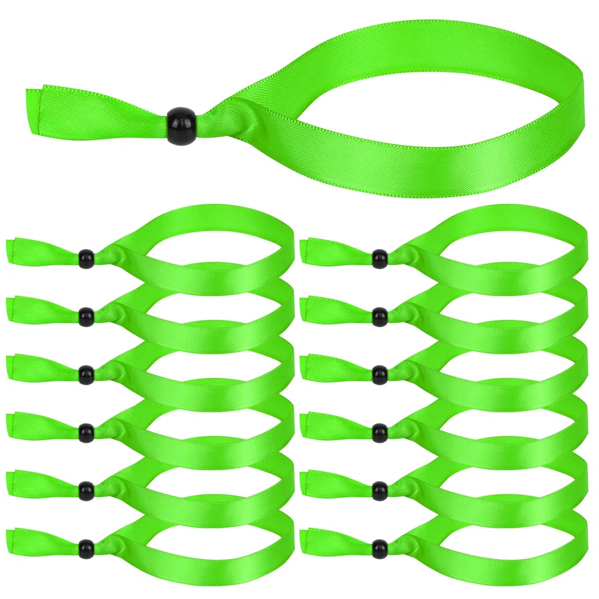 Pulseras de Tela para Eventos Verde claro, 100 Pulsera de Tela Reutilizable y Ajustable para Eventos, Pulseras de Colores para Festivales, Conciertos y Fiestas Clubes