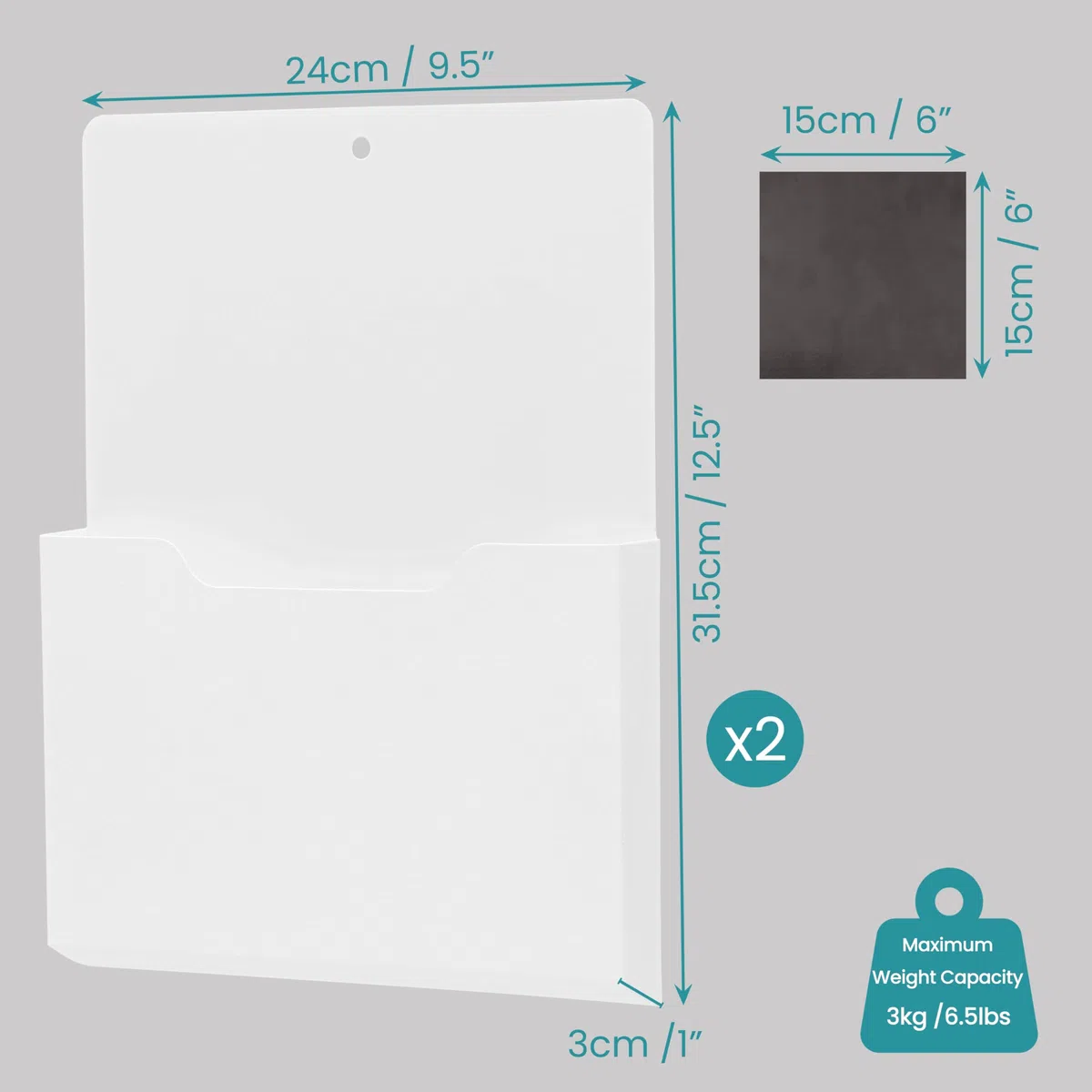 BELLE VOUS Pack de Archivadores de Oficina - 2x Clasificador Porta Documentos Magnético Blanco para Papeles A4 - Set Organizador Revistero Archivador Colgante de Pared o Escritorio
