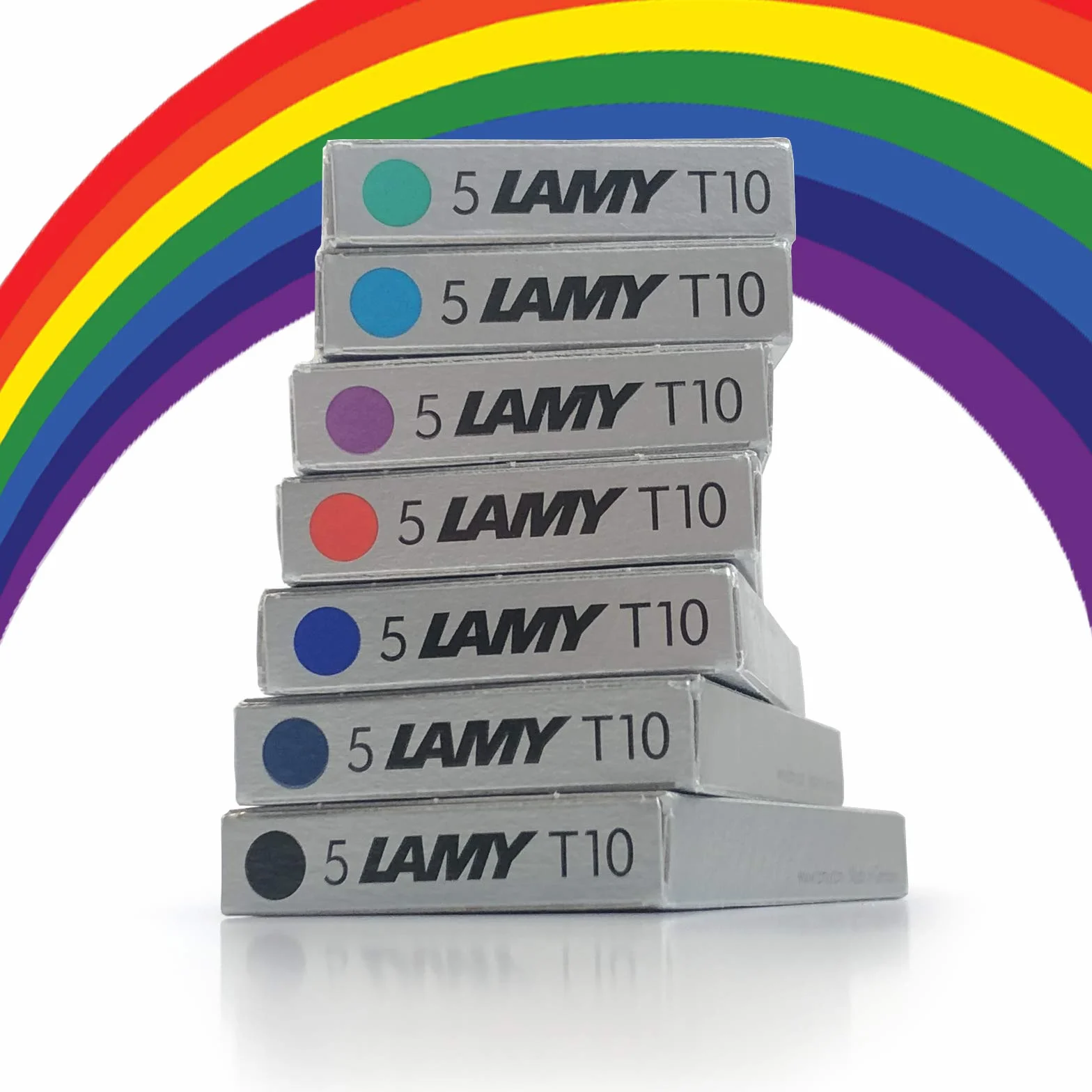 Lamy T10 Surtido Color Paquete Fuente Pluma Cartuchos De Tinta Recambios Repuesto Reemplazo Para Todos Los Lamy Estilográfica Plumas (1 Paquete De Cada Color - 7 Paquetes - 35 Cartuchos)