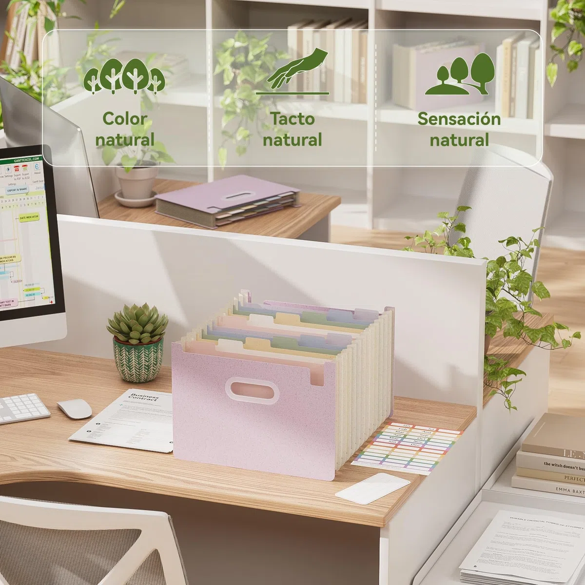 EcoStash Carpeta Clasificadora Acordeón, 12 Bolsillos Archivador A4 de Paja de Trigo, Clasificador Documentos Expandibles,Vertical,Libre de BPA,Regreso a la Naturaleza,Vida Saludable - Púrpura Lavanda