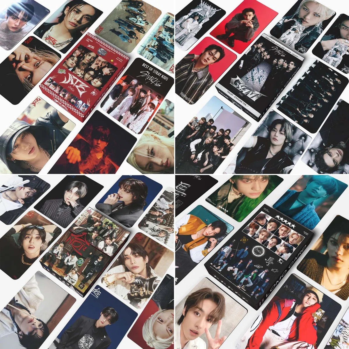 4 piezas/220 piezas de tarjetas fotográficas de Stray, SKZ con caja para tarjetas postales, merchandising de Kpop, regalos para STAY